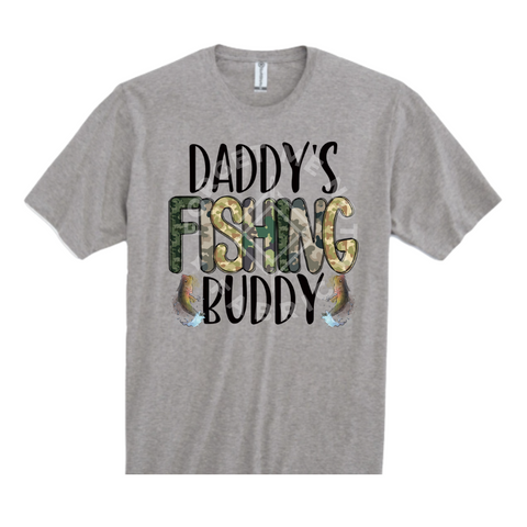 Daddy's Fishing Buddy, Grey T-Shirt(Size Small Youth), Graphic Shirts