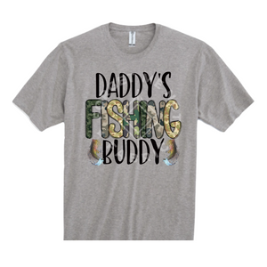 Daddy's Fishing Buddy, Grey T-Shirt(Size XSmall Youth), Graphic Shirts
