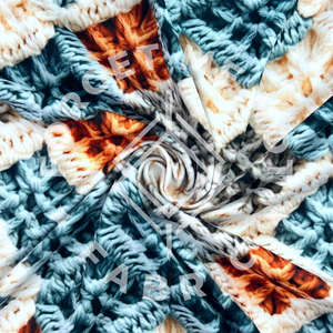 Indigo Orange Faux Crochet, Mediumweight DBP Fabric