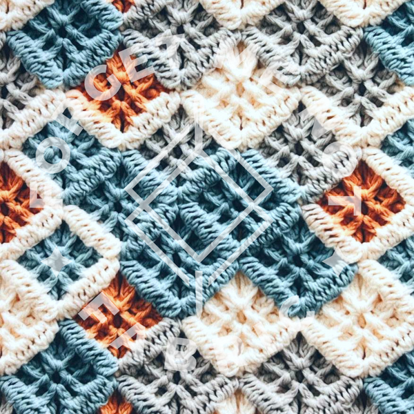 Indigo Orange Faux Crochet, Mediumweight DBP Fabric