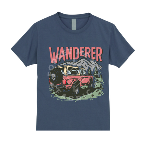 Jeep Wanderer, Dark Blue T-Shirt(Size XSmall Youth), Graphic Shirts