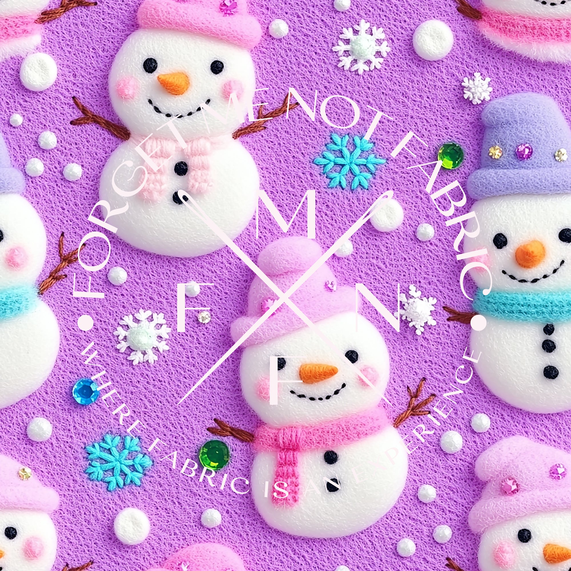 3D Pastel Purple Snowman, Choose your Fabric, Scaling Options.