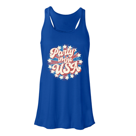 Party in the USA, Blue Tank Top (Size Medium), Graphic Shirts