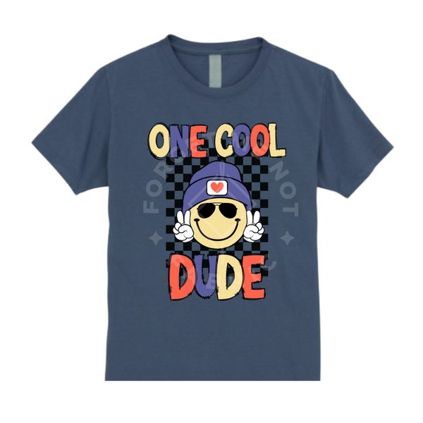One Cool Dude, Dark Blue T-Shirt(Size Small Youth), Graphic Shirts