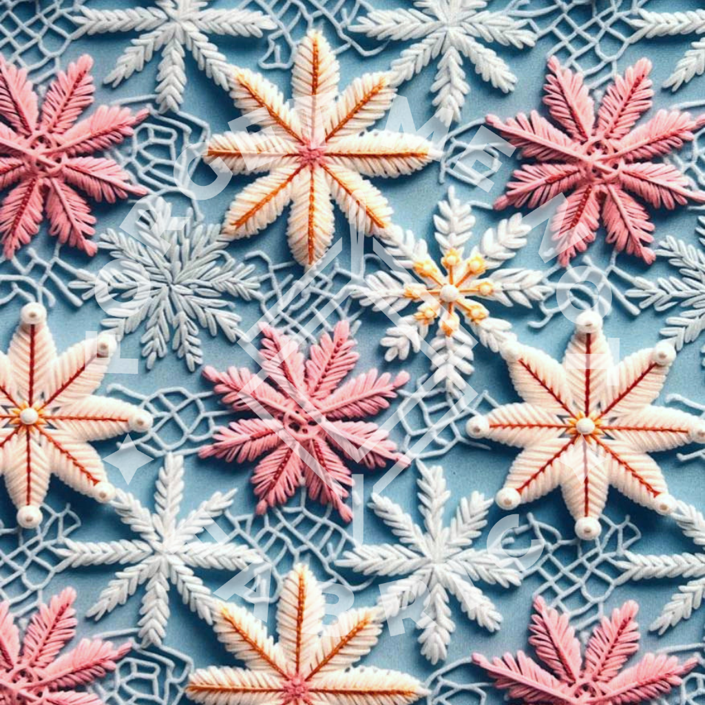 Pastel Blue Snowflakes, Mediumweight DBP Fabric