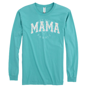 Mama Words Floral, Seafoam Longsleeve Shirt (Size Small), Graphic Shirts