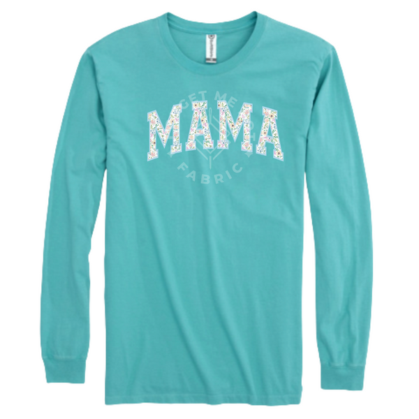 Mama Words Floral, Seafoam Longsleeve Shirt (Size Small), Graphic Shirts