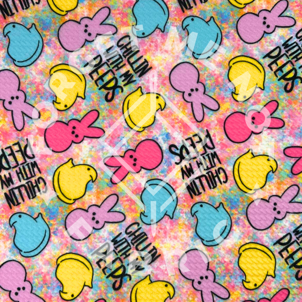 Chillin Peeps Colorful, Bullet Super Soft Knit Fabric