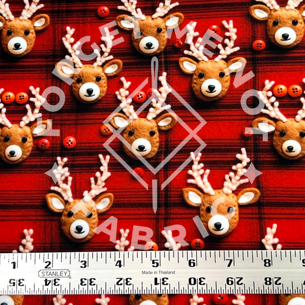 Red Plaid Reindeer, Mediumweight DBP Fabric