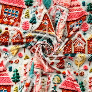 Cute Gingerbread Embroidery, Mediumweight DBP Fabric