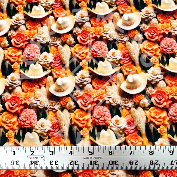3D Floral Western Hats, Mediumweight DBP Fabric