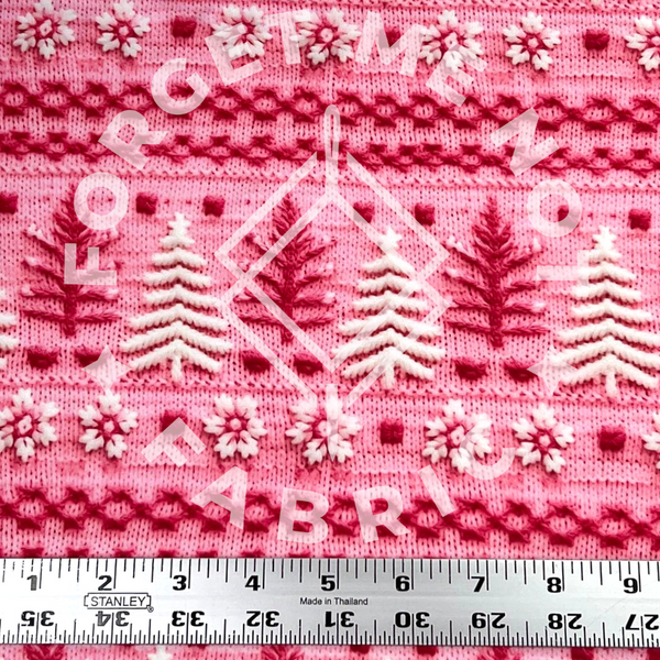 Pink and White Christmas Trees Sweater, Lightweight DBP Fabric