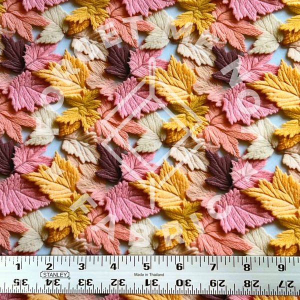 Fall Leaves Embroidery, Mediumweight DBP Fabric
