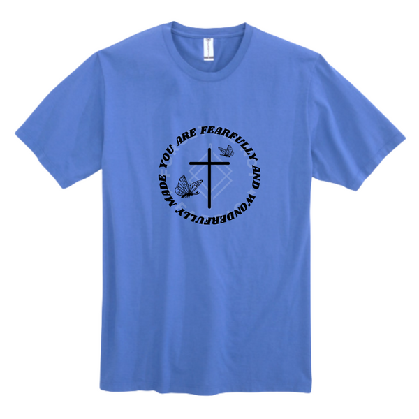 Fearfully & Wonderfully Made, Blue T-Shirt (Size Large), Graphic Shirts