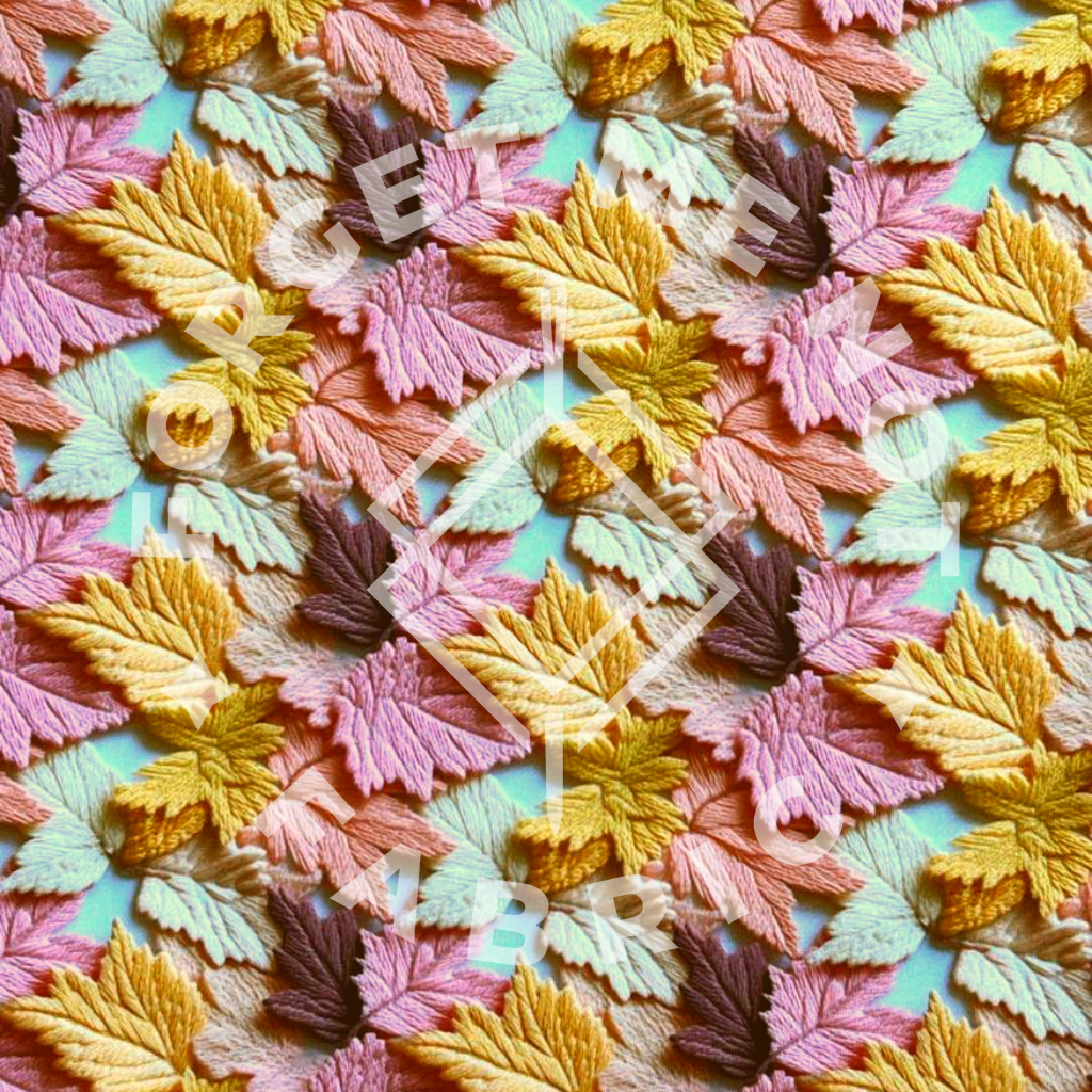Fall Leaves Embroidery, Mediumweight DBP Fabric