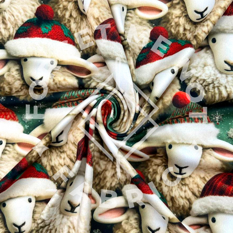 Christmas Sheep with Hats, Mediumweight DBP Fabric