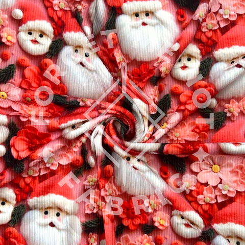 Fluffy Beard Santas, Super Soft Rib Knit Fabric