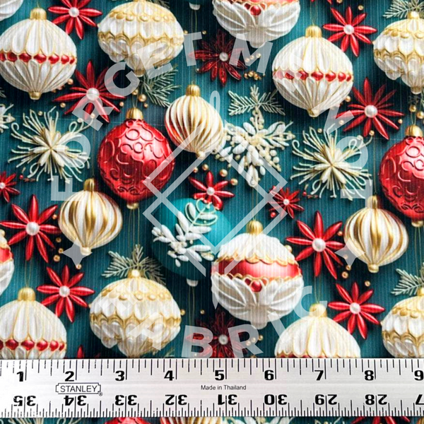 Home for Christmas Ornaments, Lightweight 4x2 Rib Knit Fabric