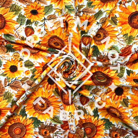 Sunflower Floral Embroidery, Heavyweight DBP Fabric