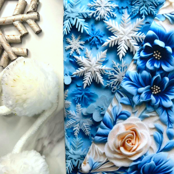 Blue & White Roses Floral, Mediumweight DBP Fabric