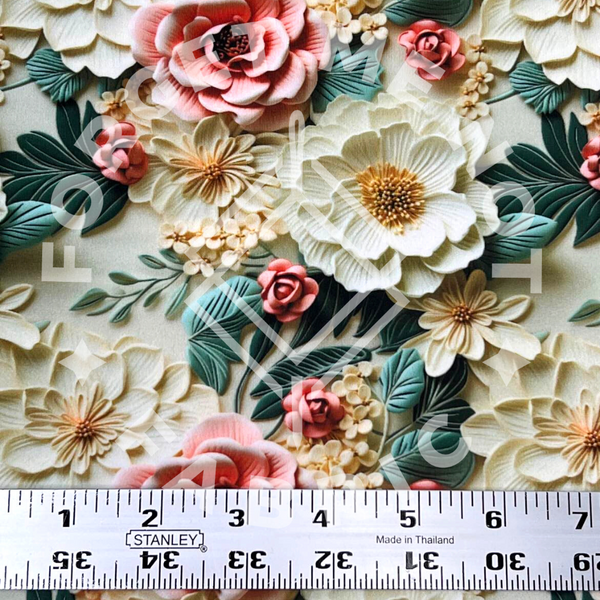 Muted Christmas 3D Floral, Mediumweight DBP Fabric