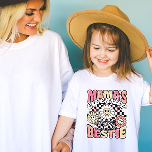Mama's Expensive Bestie, White T-Shirt(Size XSmall Youth), Graphic Shirts