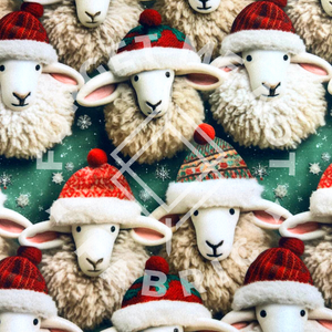 Christmas Sheep with Hats, Mediumweight DBP Fabric