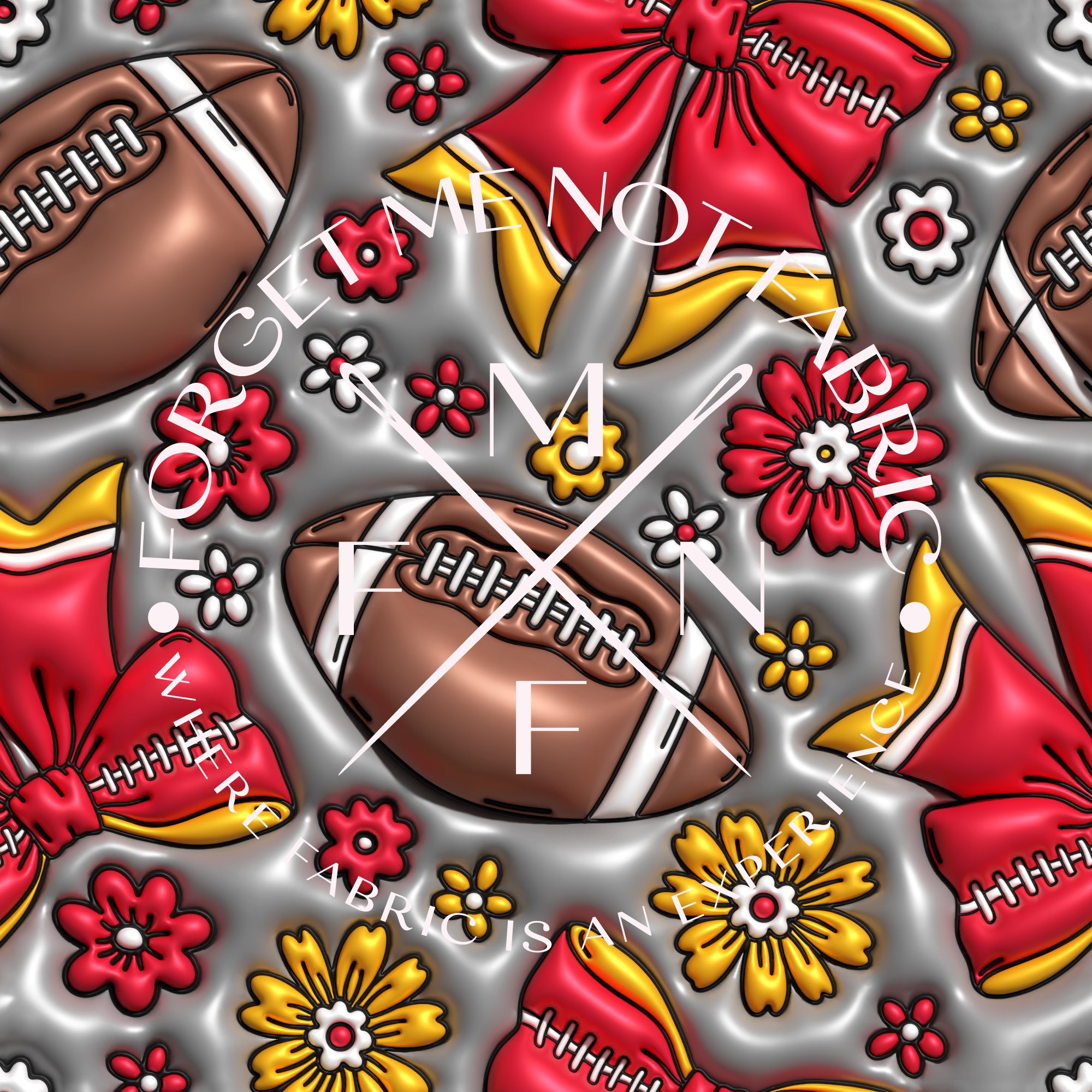 Coquette Inflated Bubble Style Kansas Football Sports Fabric, Choose your Fabric, Scaling Options.