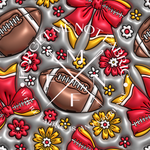 Coquette Inflated Bubble Style Kansas Football Sports Fabric, Choose your Fabric, Scaling Options.