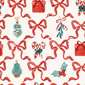 Christmas Scroll Bows Fabric, Choose your Fabric, Scaling Options.