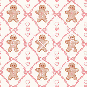 Gingerbread Bow Trellis Pink Fabric, Choose your Fabric, Scaling Options.