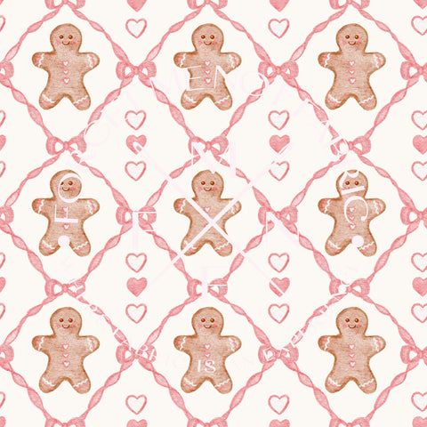 Gingerbread Bow Trellis Pink Fabric, Choose your Fabric, Scaling Options.