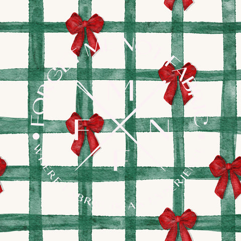 Green Checker with Red Bows Fabric, Choose your Fabric, Scaling Options.