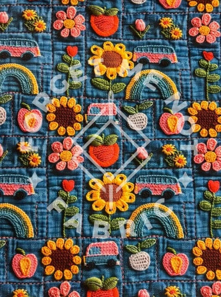 Denim Sunflowers Back to School, DBP Fabric