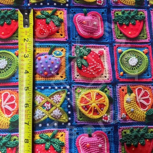 Summer Fruits Granny Square Mediumweight DBP Fabric