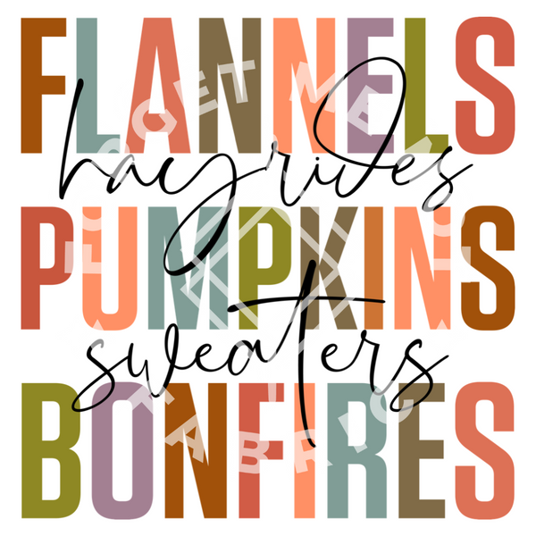 Flannels, Pumpkins, Bonfires, Fall Thin Matte Clear Film Screen Prints #94