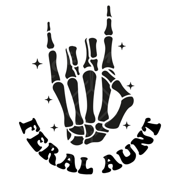 Somebody's Feral Aunt Skeleton Hand(Back Design & Front Pocket), Sublimation Heat Transfer