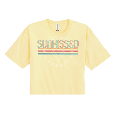 Sunkissed, Yellow Crop Top T-Shirt (Size Small), Graphic Shirts