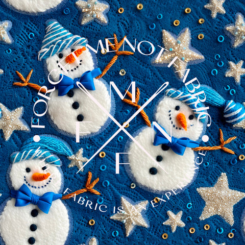 3D Blue Snowman Fabric, Choose your Fabric, Scaling Options.