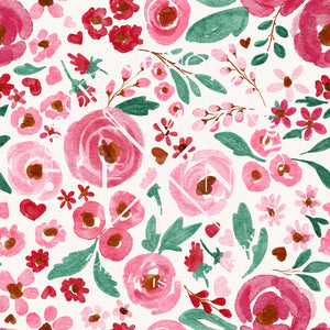 Watercolor Pink and Red Floral Fabric, Choose your Fabric, Scaling Options.