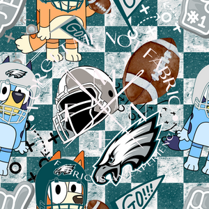 Blue Dog Eagles Football Sports Fabric, Choose your Fabric, Scaling Options.