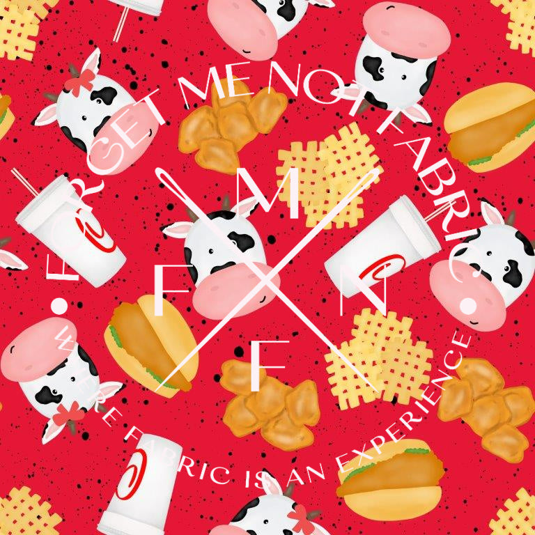 Moo Cow Chicken Bullet Fabric, Scaling Options