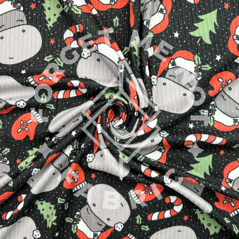 I Want a Hippopotamus for Christmas, Rib Knit Fabric