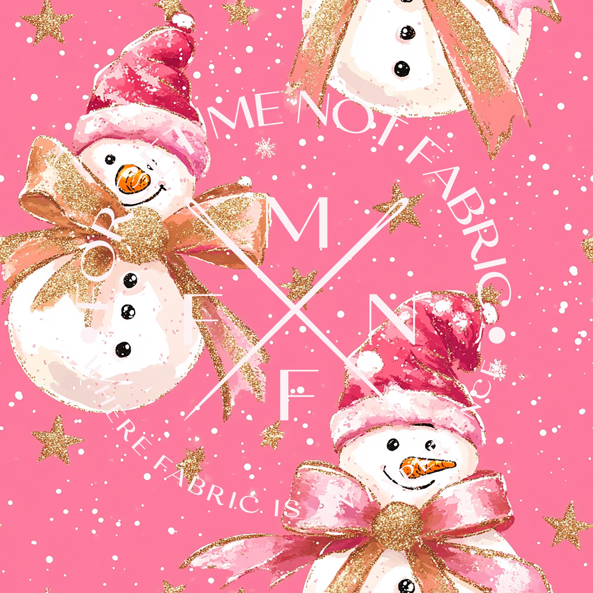 Pink Coquette Snowman Fabric, Choose your Fabric, Scaling Options.