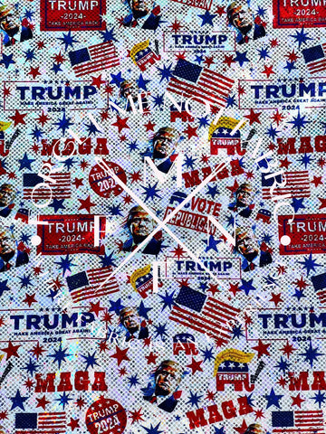 Trump 2024, Make America Great Again Holographic Fabric, Scaling Options