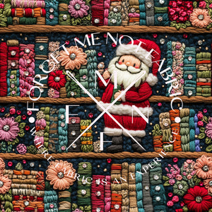 Vintage Bookish Santa Fabric, Choose your Fabric, Scaling Options.