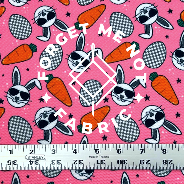 Easter Pink Cool Bunny, Bullet Knit Fabric