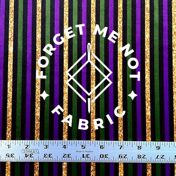 Mardi Gras Stripe Buttery Soft Velvet Fabric, 4 Way Stretch Velvet (2:1)