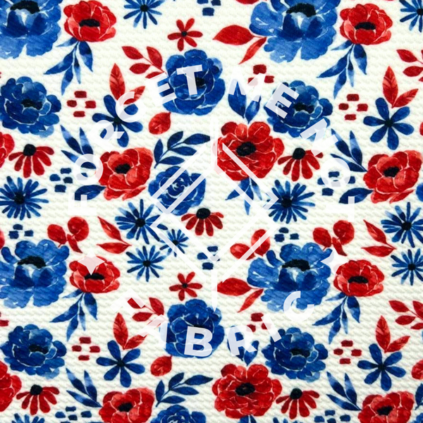 Patriotic Floral, Bullet Knit Fabric