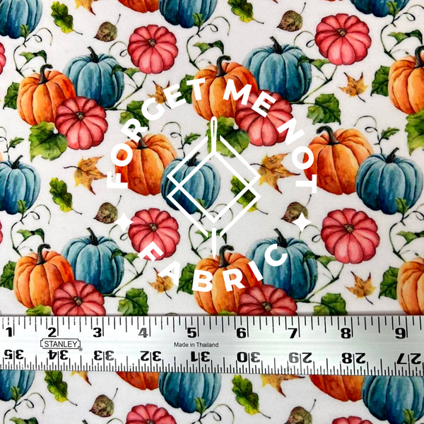 Colorful Pumpkin Harvest DBP Knit Fabric, Colorful Pumpkins Fall Apparel Fabric, Pumpkin Fall Fabrics